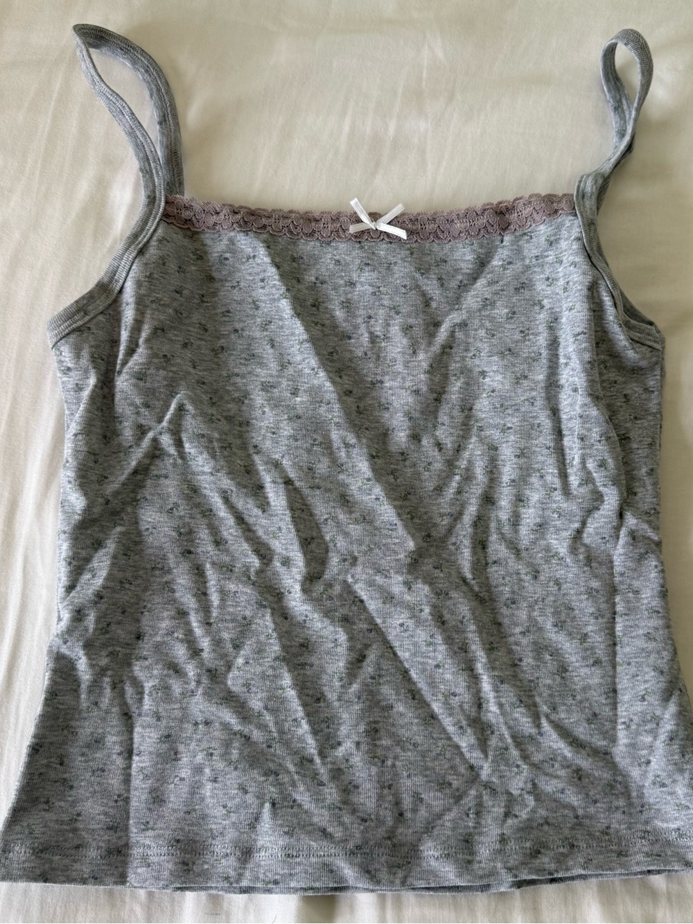 Gray Lace-Trim Tank Top - Women's Casual Cami